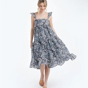 Summersalt The Tiered Ruffle Midi Dress in Island Floral Size Small